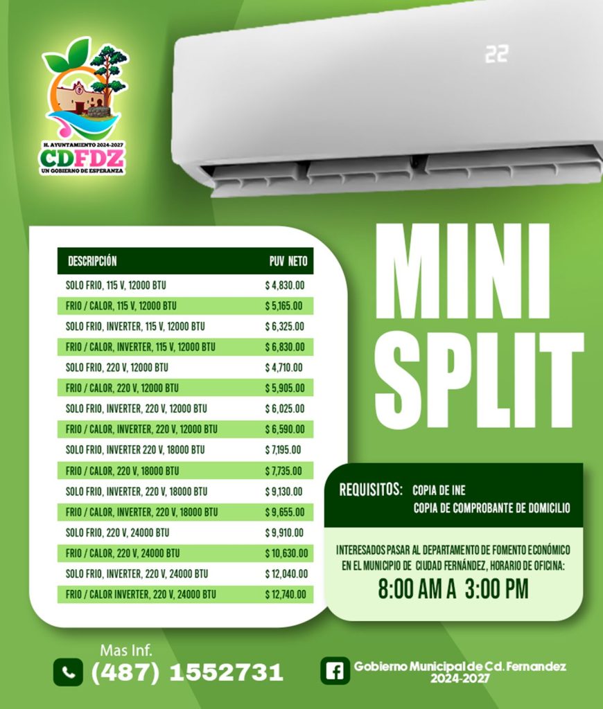 ¡Adquiere tu Mini Split a bajo costo!