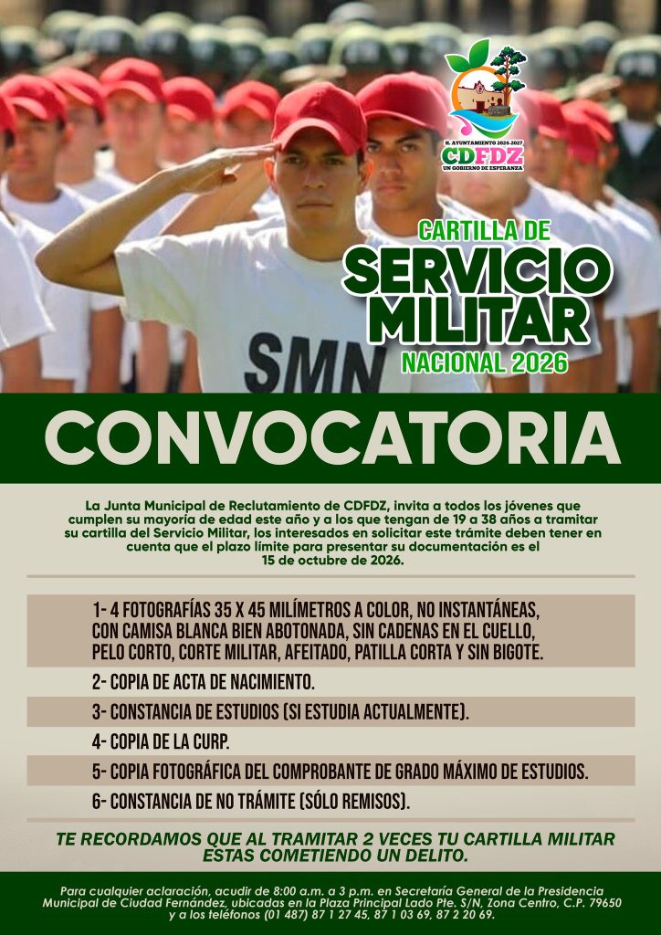 Convocatoria Cartilla del Servicio Militar 2026